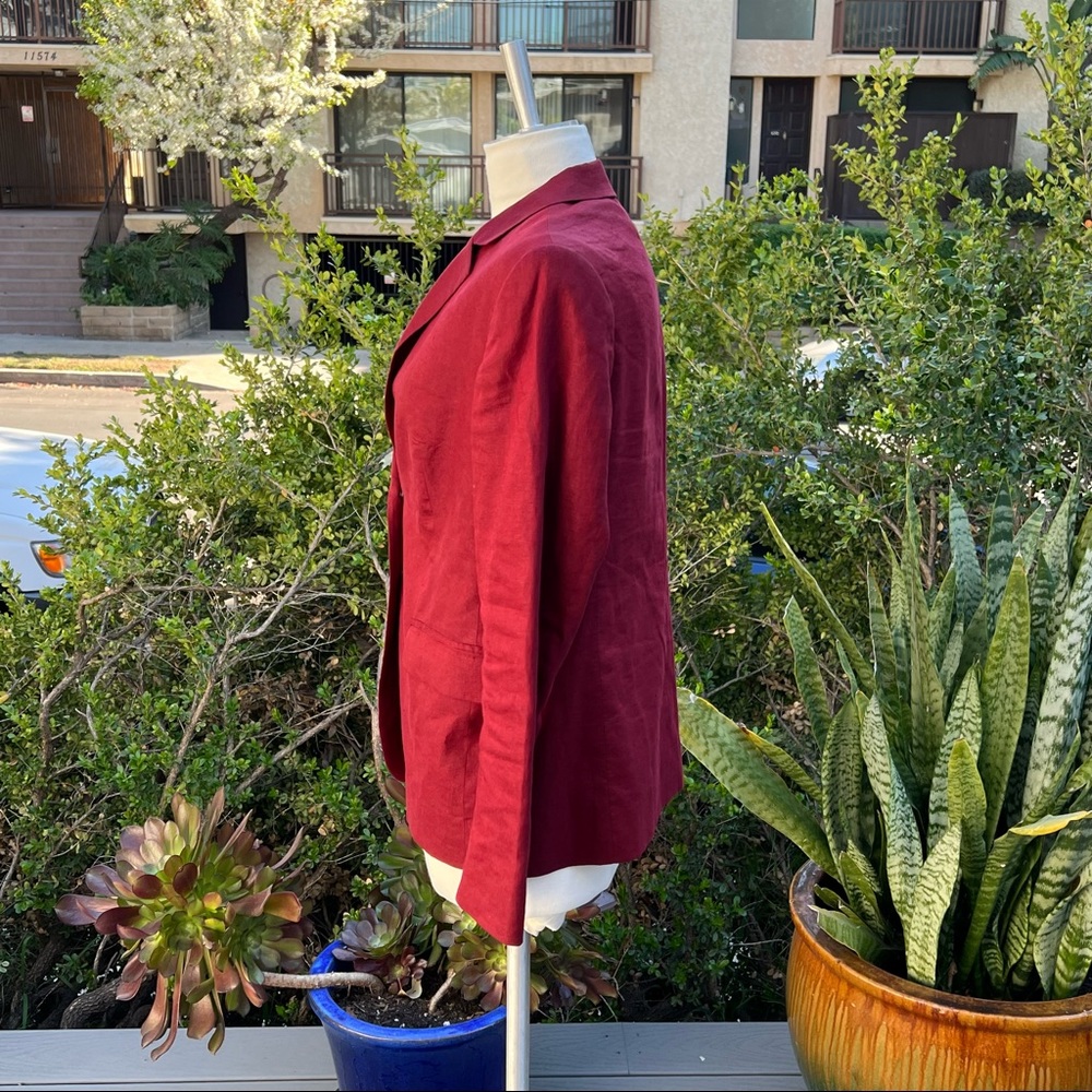 MORGANE LE FAY Designed By Liliana Casabal Linen/ Lycra Blazer Burnt Red Color - Picture 5 of 10
